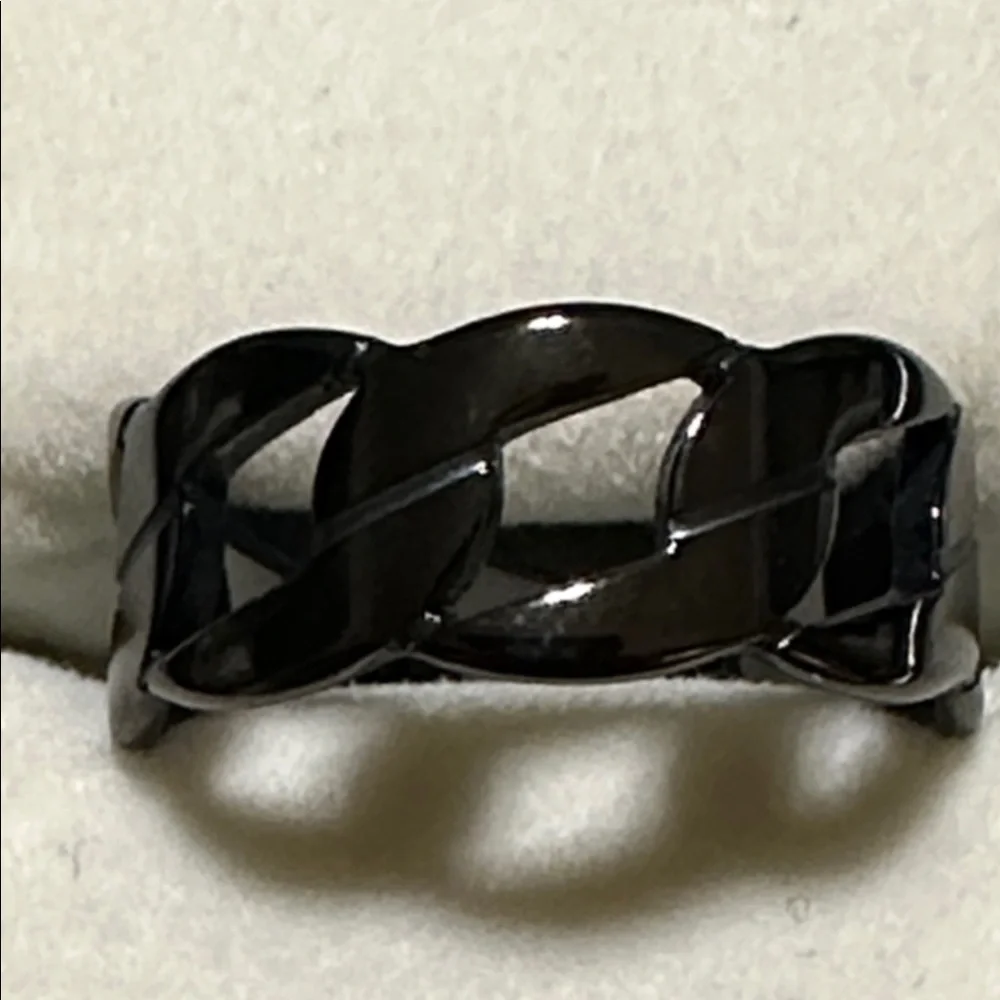 Black Urban Style Chain Link Stainless Steel Ring